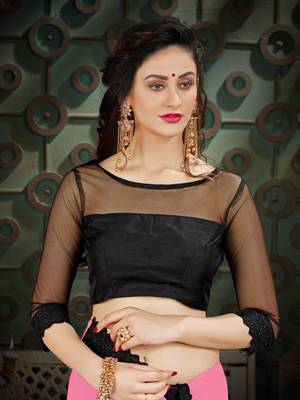 Manohari Pink Embroidered Georgette Saree with Blouse  5