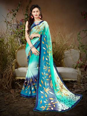 Sutram Multicoloured Printed Georgette Saree with Blouse  1