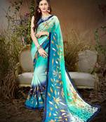Sutram Multicoloured Printed Georgette Saree with Blouse 