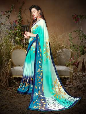 Sutram Multicoloured Printed Georgette Saree with Blouse  2