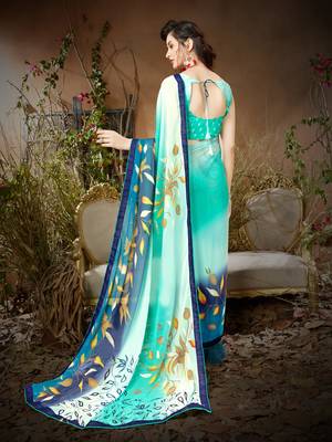 Sutram Multicoloured Printed Georgette Saree with Blouse  3