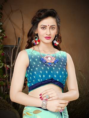 Sutram Multicoloured Printed Georgette Saree with Blouse  5