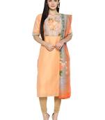 Peach printed chanderi kurti