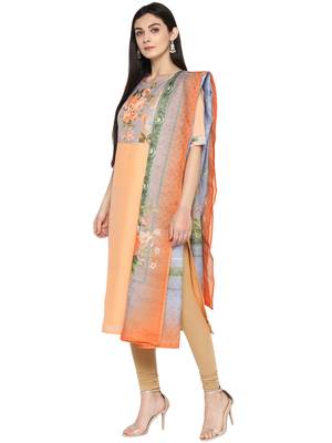 Peach printed chanderi kurti 4