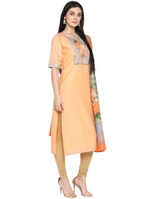 Peach printed chanderi kurti 5
