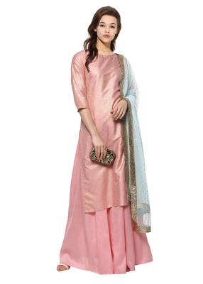 Pink printed polyester kurti 1