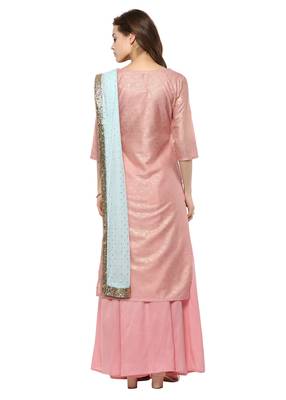 Pink printed polyester kurti 3