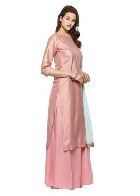 Pink printed polyester kurti 5