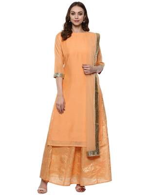 Orange plain chanderi kurti 1