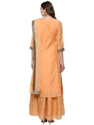 Orange plain chanderi kurti 3