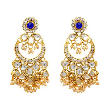 Blue Color Kundan Necklace With Earring and Maang Tikka 2