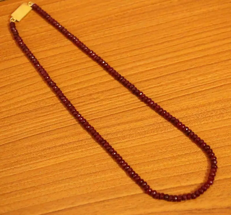 Maroon Ruby Colour Single Line Semi Precious Necklace