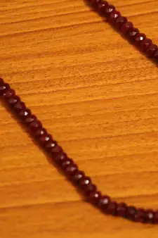 Maroon Ruby Colour Single Line Semi Precious Necklace