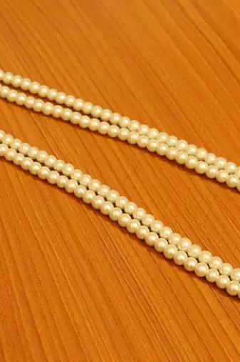 2 Line Pearl Long Necklace Set