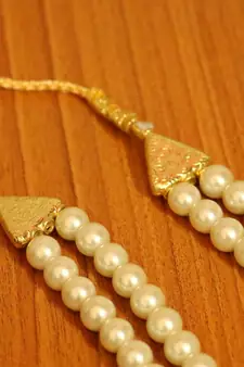 2 Line Pearl Long Necklace Set