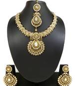Designer white ad zircon necklace set with maang tikka