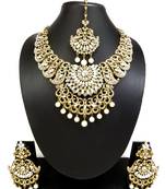 Bridal white austrian diamond necklace set with maang tikka