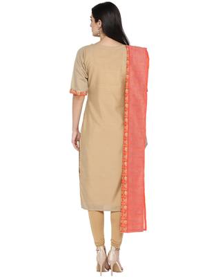 Beige printed chanderi kurti 3