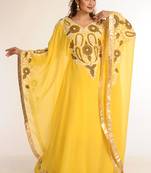 Yellow Georgette Kaftan With Zari Work