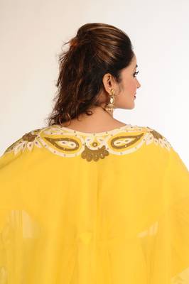 Yellow Georgette Kaftan With Zari Work 2