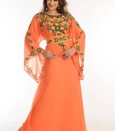 Tomato Georgette Kaftan With Zari Work
