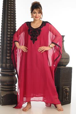 Pink Georgette Kaftan With Zari Work 3