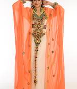Inner Cream Jacket Tomato Georgette Kaftan With Zari Work
