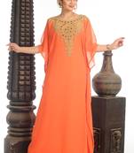 Tomato Georgette Kaftan With Zari Work