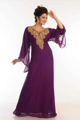 Purple Georgette Kaftan With Zari Work 1