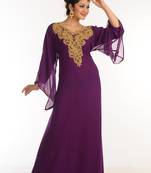 Purple Georgette Kaftan With Zari Work