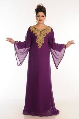 Purple Georgette Kaftan With Zari Work 2