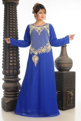 Royal Blue Georgette Kaftan With Zari Work 2