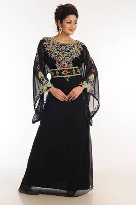 Black Georgette Kaftan With Zari Work 3