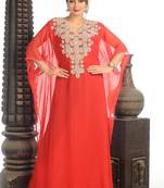 Red Georgette Kaftan With Zari Work