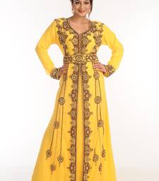 Yellow Georgette Kaftan With Zari Work