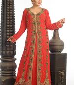 Orange Georgette Kaftan With Zari Work