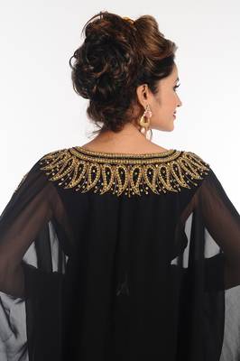Black Georgette Kaftan With Zari Work 2