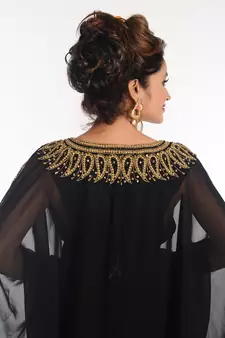 Black Georgette Kaftan With Zari Work