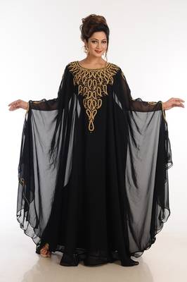 Black Georgette Kaftan With Zari Work 3