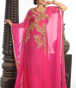 Pink Georgette Kaftan With Zari Work