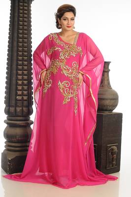 Pink Georgette Kaftan With Zari Work 3