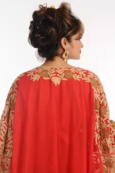 Red Georgette Kaftan With Zari Work