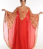 Red Georgette Kaftan With Zari Work