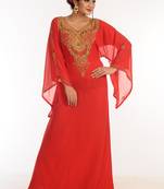 Red Georgette Kaftan With Zari Work