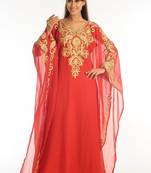 Red Georgette Kaftan With Zari Work