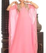 Baby Pink Georgette Kaftan With Zari Work