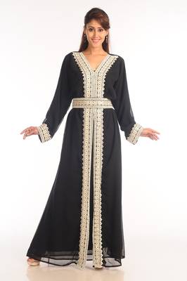 Black Georgette Kaftan With Zari Work 2