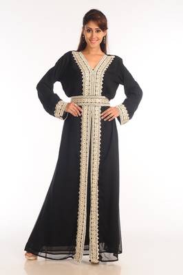 Black Georgette Kaftan With Zari Work 3