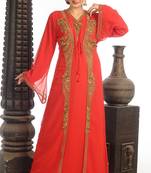Red Georgette Kaftan With Zari Work