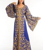 Royal Blue Georgette Kaftan With Zari Work
